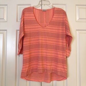 Splendid coral orange and black soft supima cotton loose fit striped top. Medium
